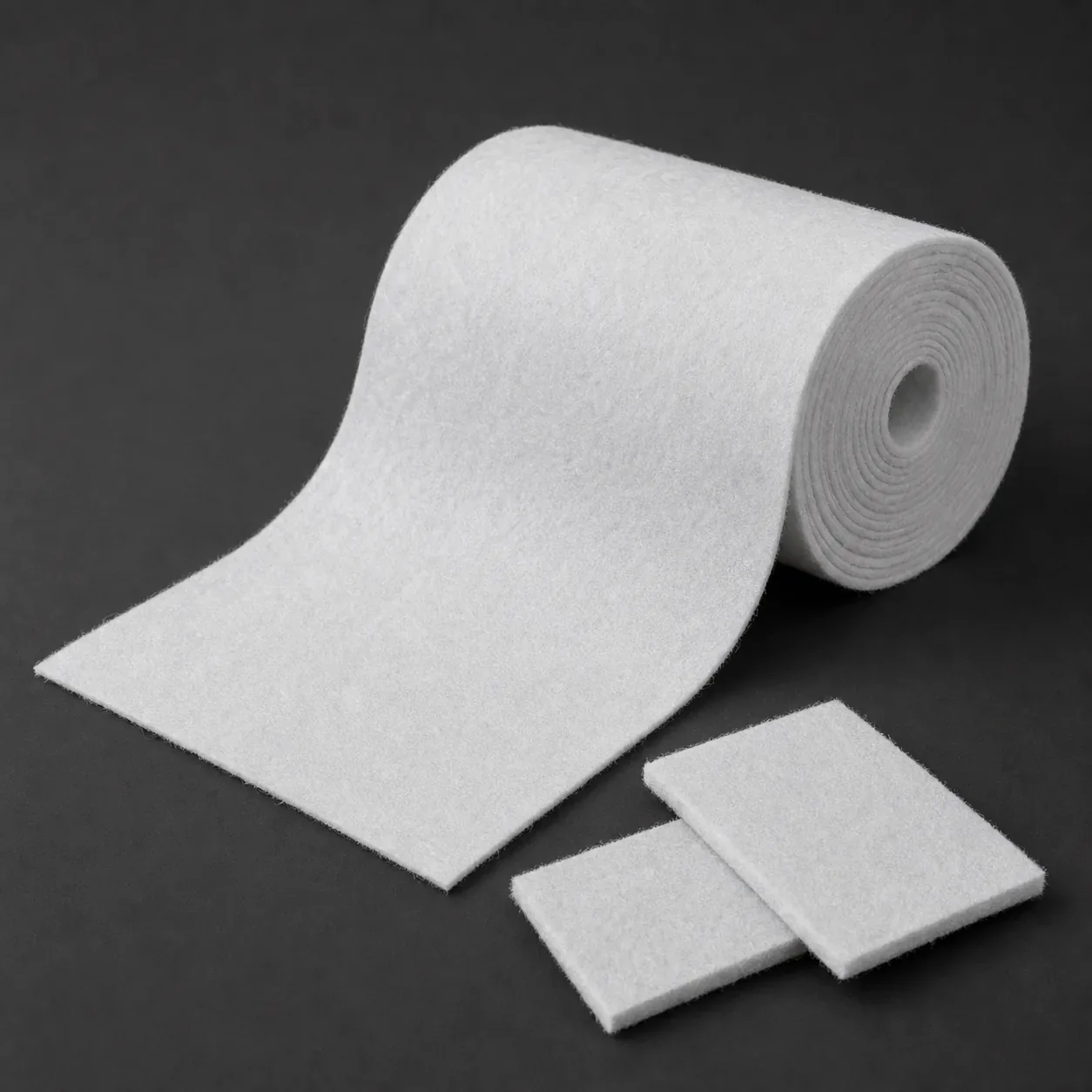White felt underlay roll and pads for protecting a CNC router bed