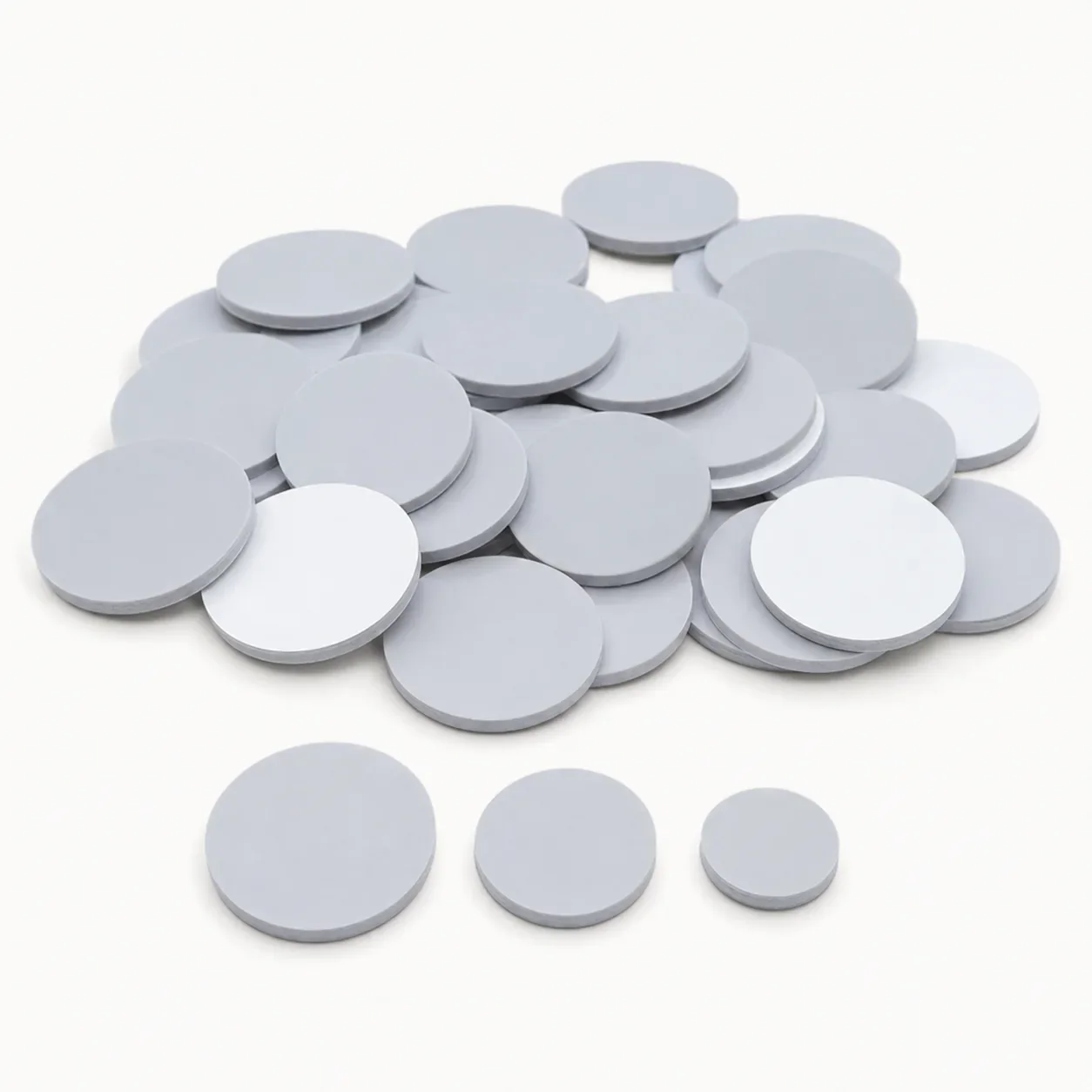 Round garment template recognition chips in assorted plain sizes